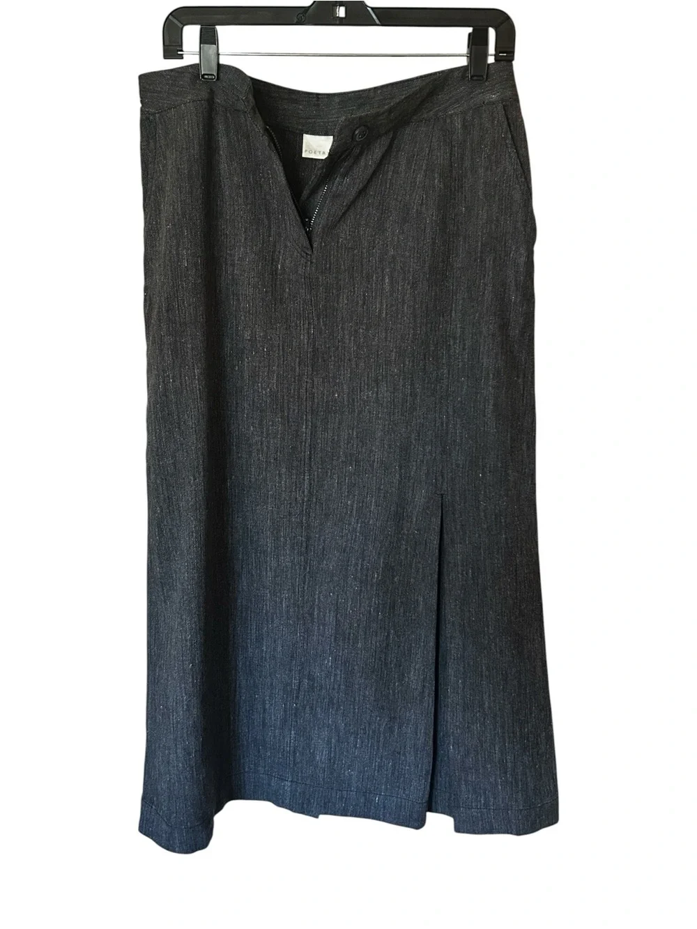 Women’s POETRY Textured Linen Wool Midi Skirt